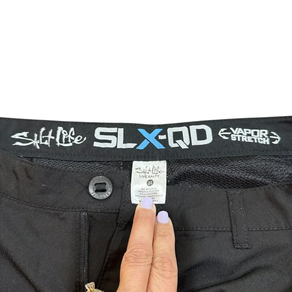 Salt Life SLX-QD Vapor Stretch Black Board Shorts‎ Swim Bathing Suit Size 30
